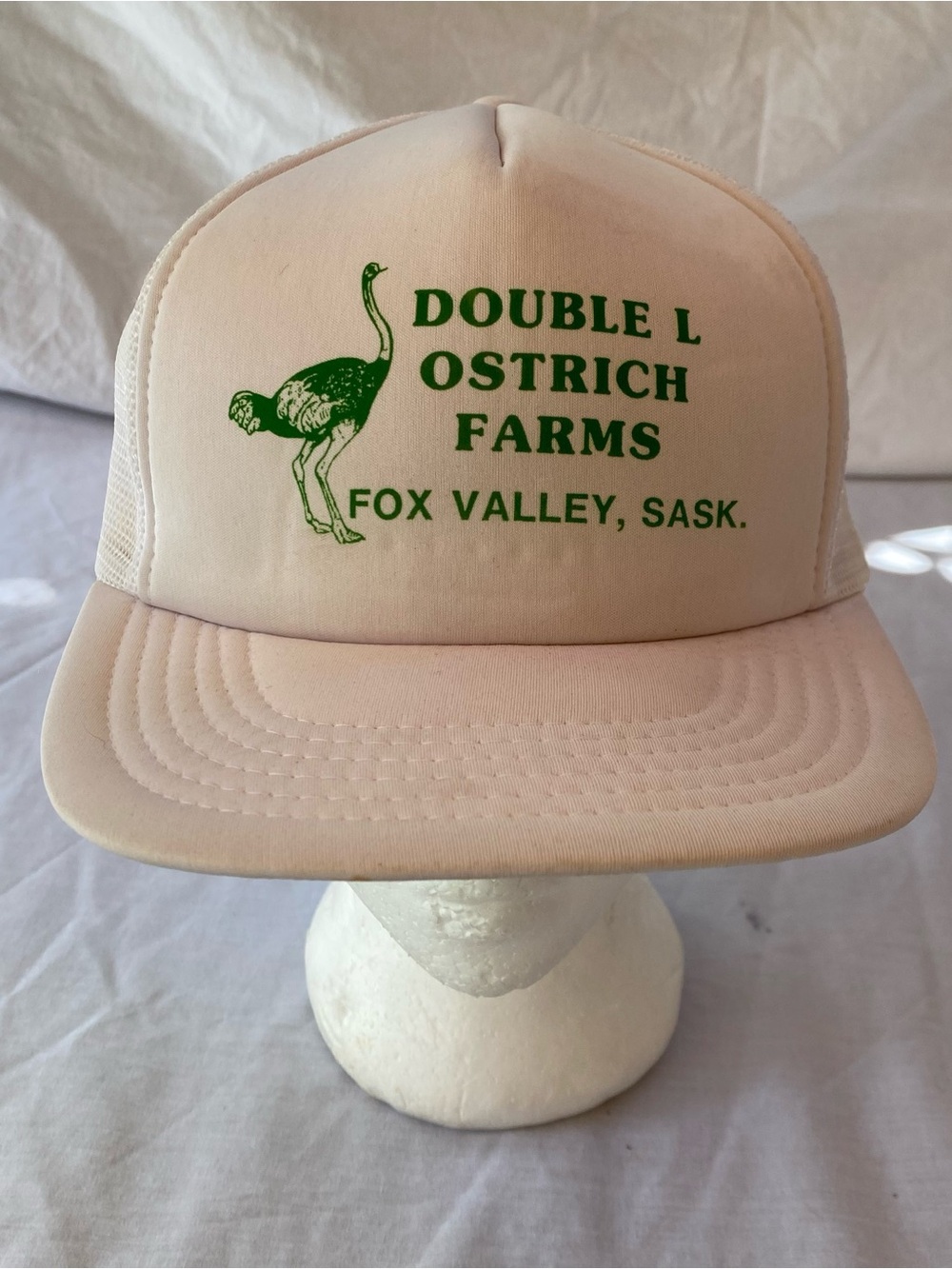 Vintage Double L Ostrich Farms Fox Valley Sask Trucker Snapback Hat